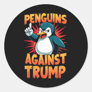 Sticker Rond Pingouin palmes vers le haut résiste aux pingouins