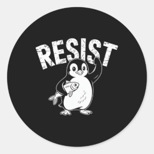 Sticker Rond Pingouin palmes vers le haut résiste aux pingouins