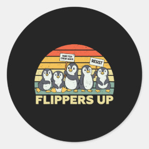 Sticker Rond Pingouin palmes vers le haut résiste aux pingouins