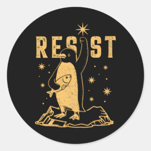 Sticker Rond Pingouin Résiste Manifestation De Pingouins Contre