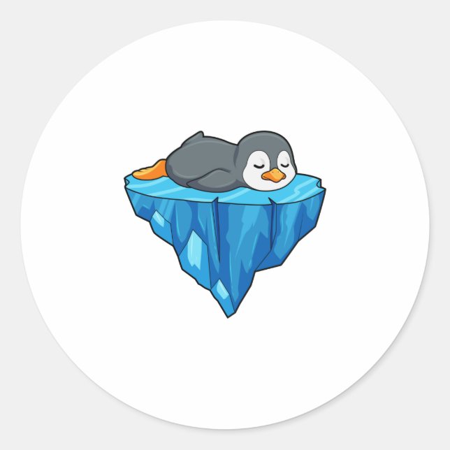Sticker Rond Pingouin sur glace floc (Devant)