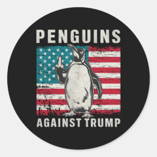 Sticker Rond Pingouins à palmes à doigt moyen contre Tr