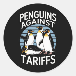 Sticker Rond Pingouins amusants contre les tarifs douaniers Fêt