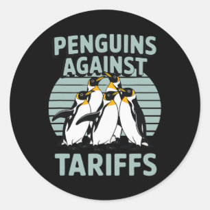 Sticker Rond Pingouins amusants contre les tarifs douaniers Fêt