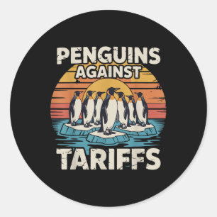 Sticker Rond Pingouins amusants contre les tarifs Tarifs Anti T