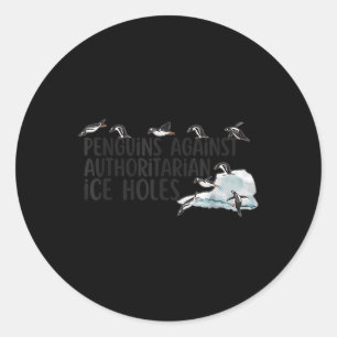 Sticker Rond Pingouins amusants contre les trous de glace autor