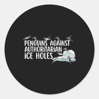 Sticker Rond Pingouins amusants contre les trous de glace autor