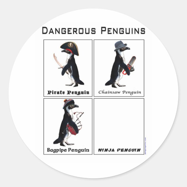 Sticker Rond pingouins dangereux (Devant)