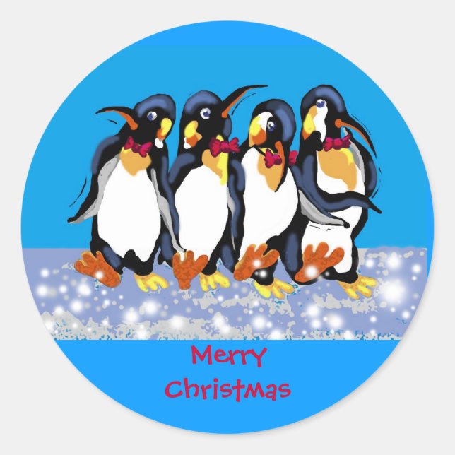 Sticker Rond Pingouins de Noël (Devant)