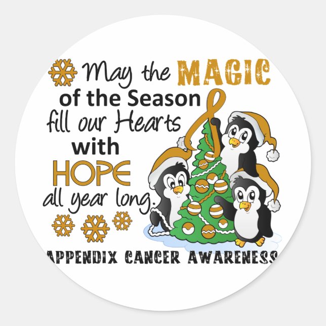 Sticker Rond Pingouins de Noël Annexe Cancer (Devant)
