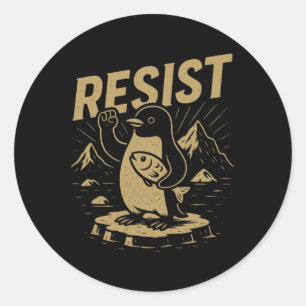 Sticker Rond Pingouins Graphiques Drôle Résistent Pingouin Cont