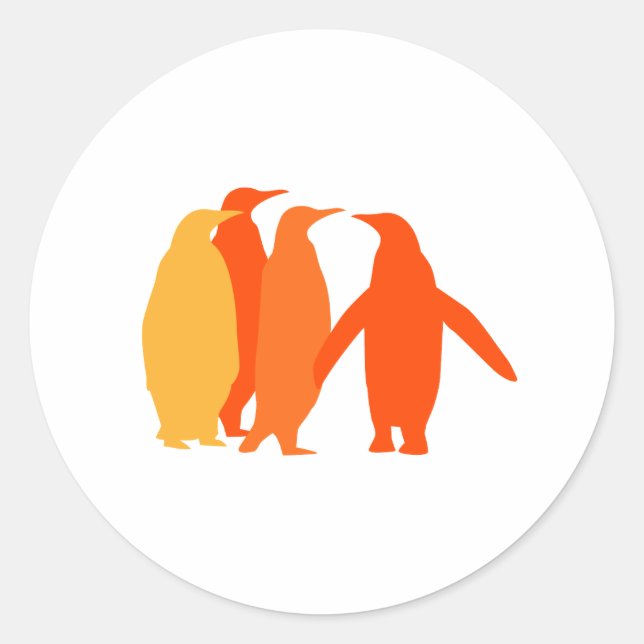 Sticker Rond Pingouins orange (Devant)