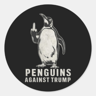 Sticker Rond Pingouins, palmes, pingouins du doigt moyen contre