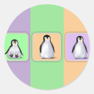 Sticker Rond Pingouins pour bébés
