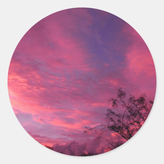 Sticker Rond Pink and Blue Sunset Sunrise Sky Ciel Photo (Devant)