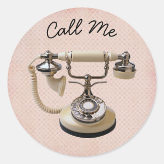 Sticker Rond Pink and White Euro Phone Call Me