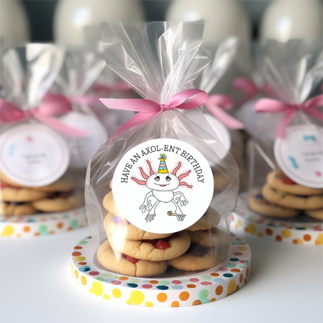 Sticker Rond Pink Axolotl Joyeux anniversaire (Créateur téléchargé)