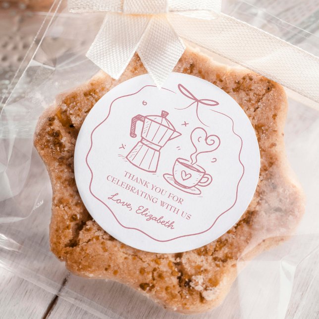 Sticker Rond Pink Baby Is Brewing Coffee Thank You (Créateur téléchargé)