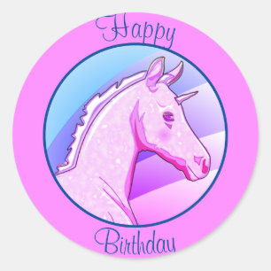 Sticker Rond Pink Baby Palomino Unicorn (arc-en-ciel/Happy B)