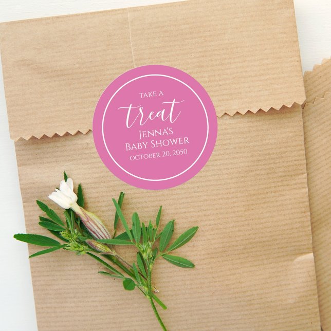 Sticker Rond Pink Baby Shower Minimalist Calligraphy Script (Créateur téléchargé)