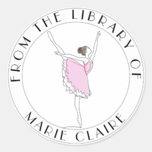 Sticker Rond Pink Ballerina Plaque de réservation Votre nom ici
