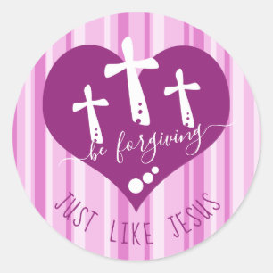Sticker Rond Pink Be Pardonne Comme Jésus