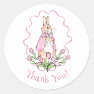 Sticker Rond Pink Beatrix Potter Animal thème Baby shower