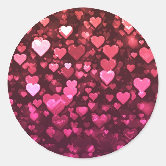 Sticker Rond Pink Bokeh Hearts papier peint Arrière - plan numé (Devant)