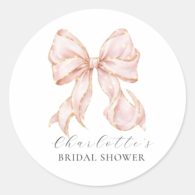 Sticker Rond Pink Bow Bridal Shower (Devant)