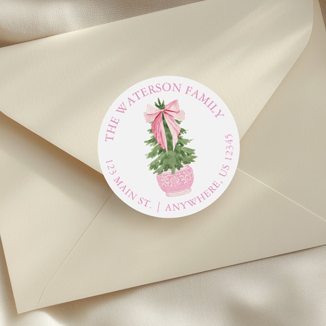 Sticker Rond Pink Bow Ginger Jar Christmas Tree Adresse : (Créateur téléchargé)