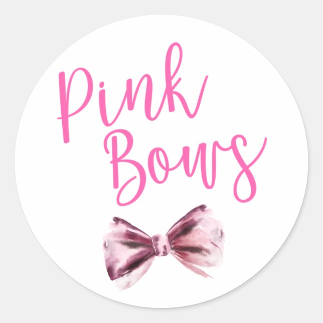 Sticker Rond Pink Bows Team Girl Gender Revevela Party (Devant)