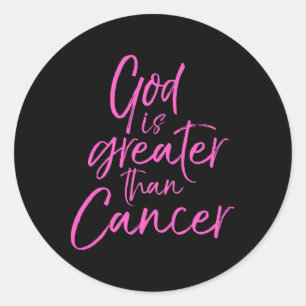 Sticker Rond Pink Breast Cancer Soutien Cadeau Dieu est plus gr