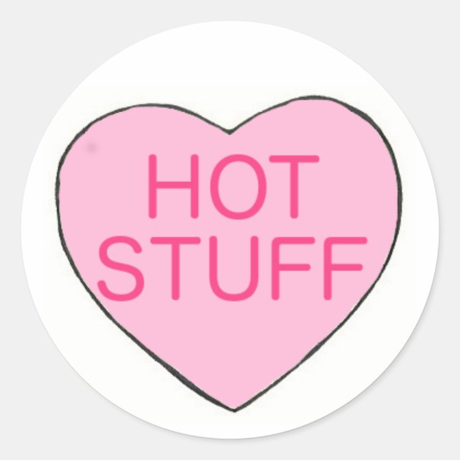 Sticker Rond Pink CHAUD STUFF Saint Valentin Candy Coeur Amour (Devant)