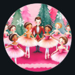 Sticker Rond Pink Christmas Nutcracker Ballerina Anniversaire d<br><div class="desc">Pink Christmas Nutcracker Ballerina Anniversaire de enfant classique rond autocollant</div>