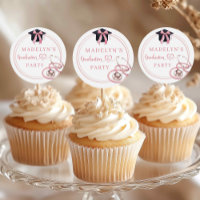 Pink Coquette Graduation Infirmière Cupcake Topper