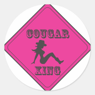 Sticker Rond Pink Cougar Crossing