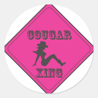 Sticker Rond Pink Cougar Crossing