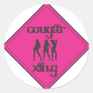 Sticker Rond Pink Cougar Crossing 3 dames