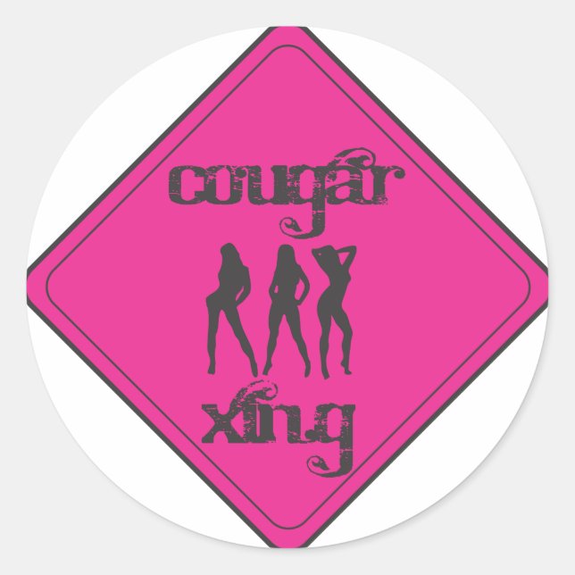 Sticker Rond Pink Cougar Crossing 3 dames (Devant)