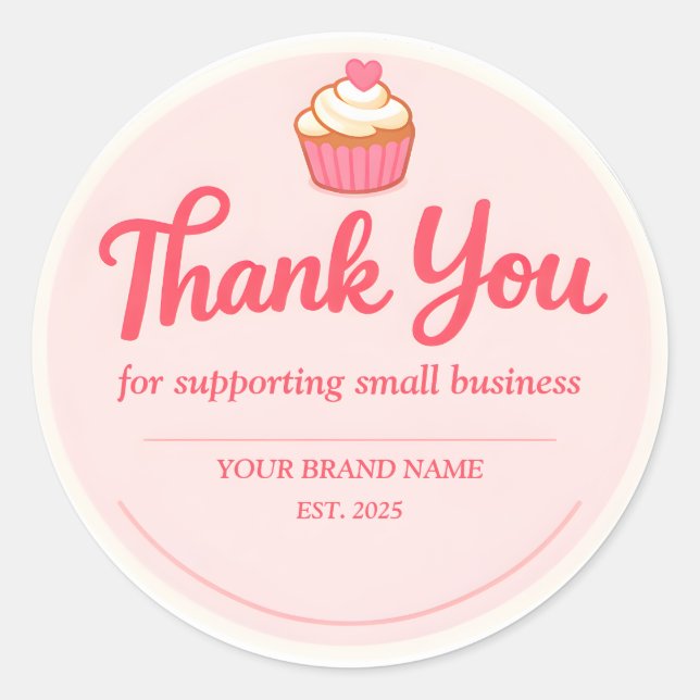 Sticker Rond Pink Cupcake Bakery Thank You (Devant)