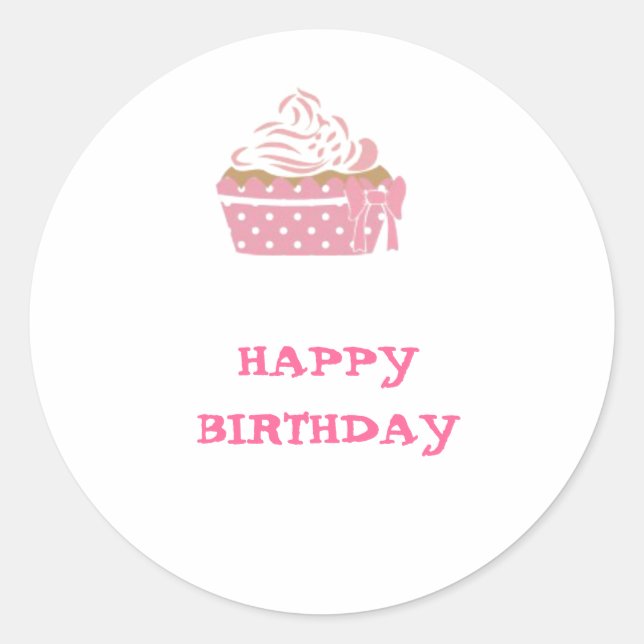 Sticker Rond Pink Cupcake Birthday (Devant)