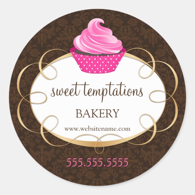 Sticker Rond Pink Cupcake Boulangerie Emballage (Devant)