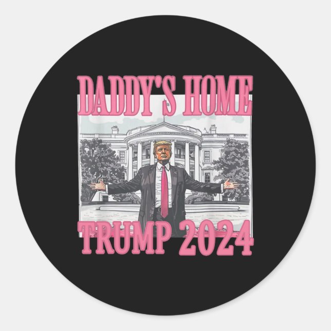 Sticker Rond Pink Daddys Accueil Trump 2024 (Devant)