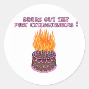 Sticker Rond Pink Fire Extinguisher Anniversaire Gâteau