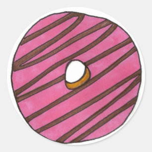 Sticker Rond Pink Froid Donut Breakfast Junk Food Doudou