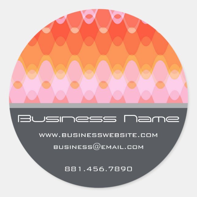 Sticker Rond Pink Funky Super Zig Zag Waves Chevron Motif (Devant)