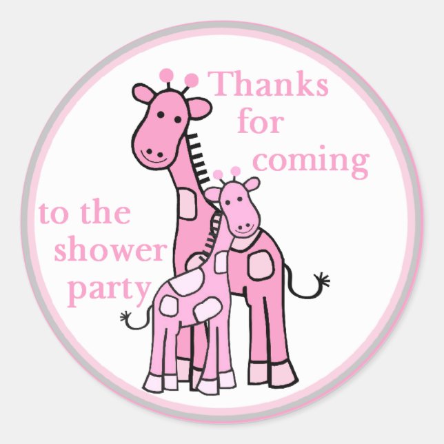 Sticker Rond Pink Giraffes douche fête collant rond (Devant)