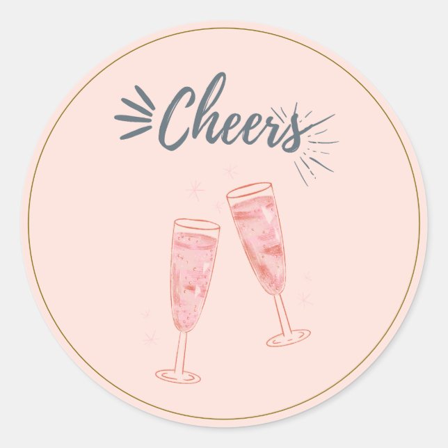 Sticker Rond Pink Gold Chefs Champagne Verres (Devant)