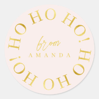 Sticker Rond Pink Gold Christmas Ho Ho Ho ID1009