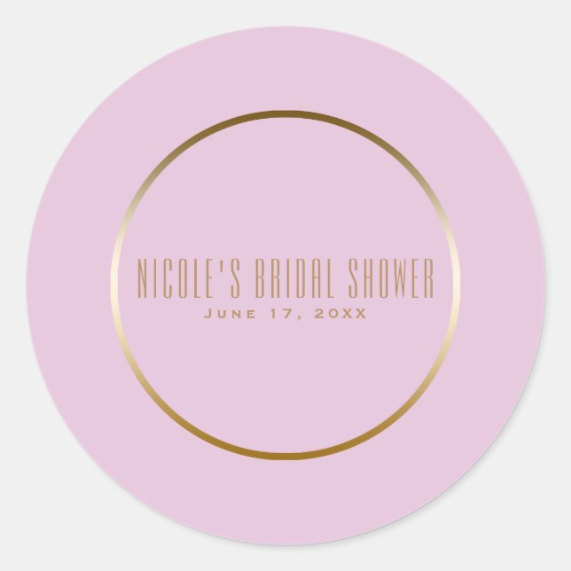 Sticker Rond Pink & Gold Elegant Classy Glam Wedding Favor (Devant)